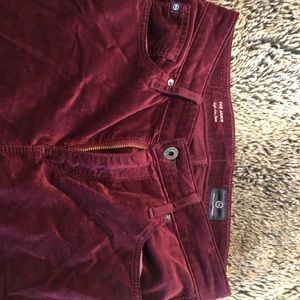 Maroon High rise flare velvet pants